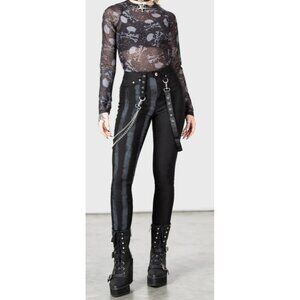 Killstar Split Black Striped Skinny Pants